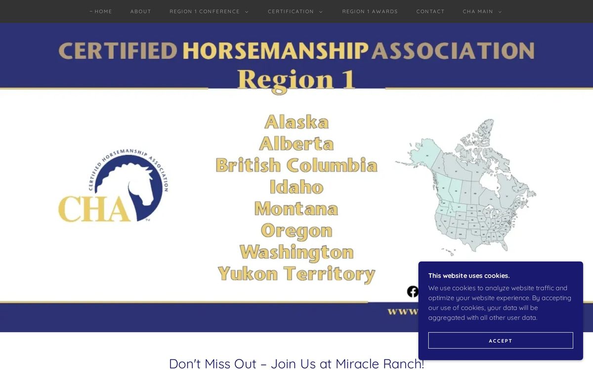 CHA Region 1 website homepage
