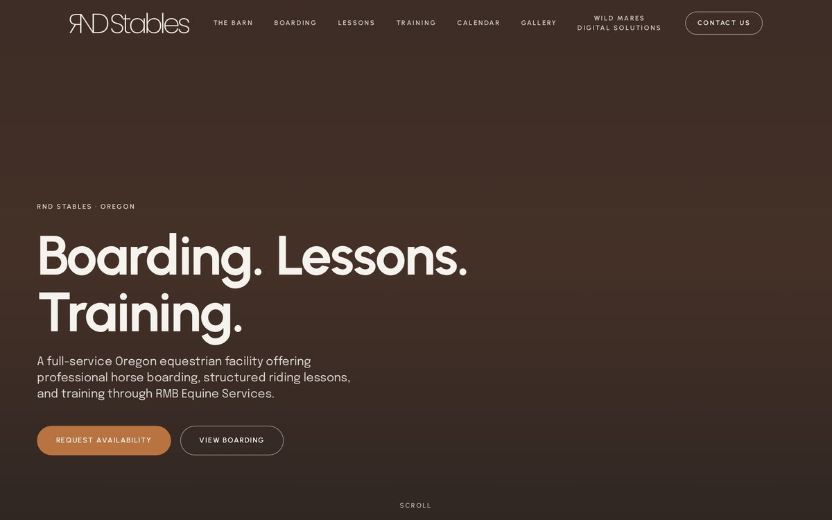 RND Stables website homepage